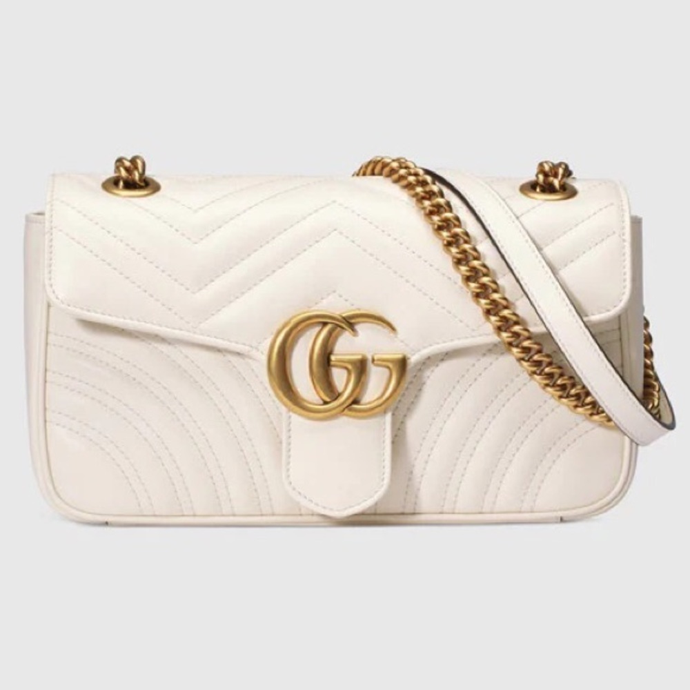 Gucci Small GG Marmont 2.0 Matelasse Leather Shoulder Bag Mystic White